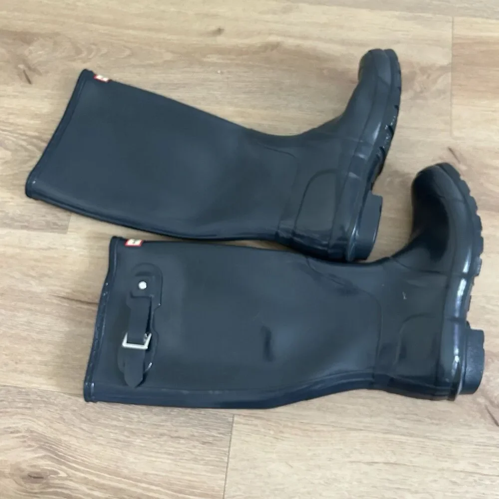 Hunter Original Tall Gloss Navy Blue Rain Wellington Boots Women's Size 6